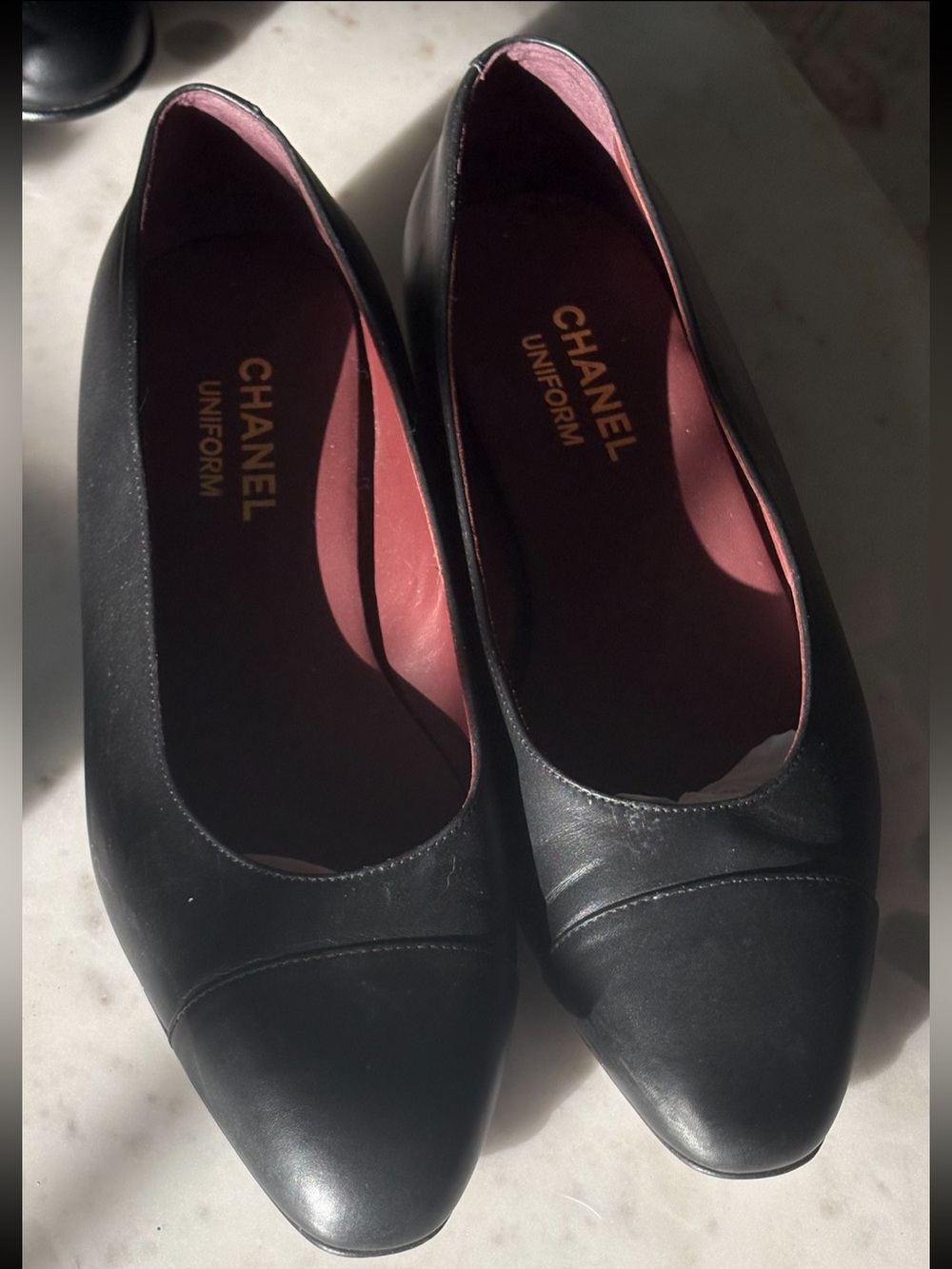 Chanel Ballerina Lambskin Black CapToe Flats
(%100 Authentic Chanel Uniforms)